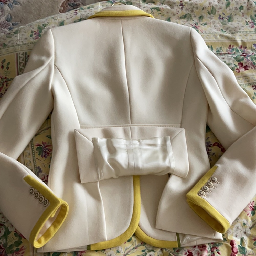 NWT J. Crew Lexington Wool Blazer Cream Yellow Trim Preppy Equestrian Size 4 - Picture 11 of 16
